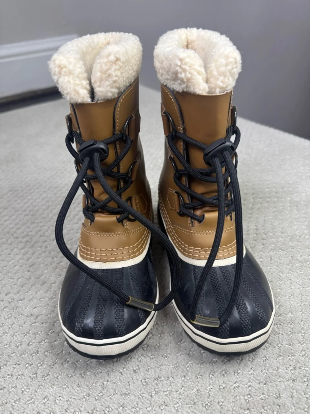 Sorel Kids Waterproof Winter Boots Lace up Brown Black Snow Boots Size 1